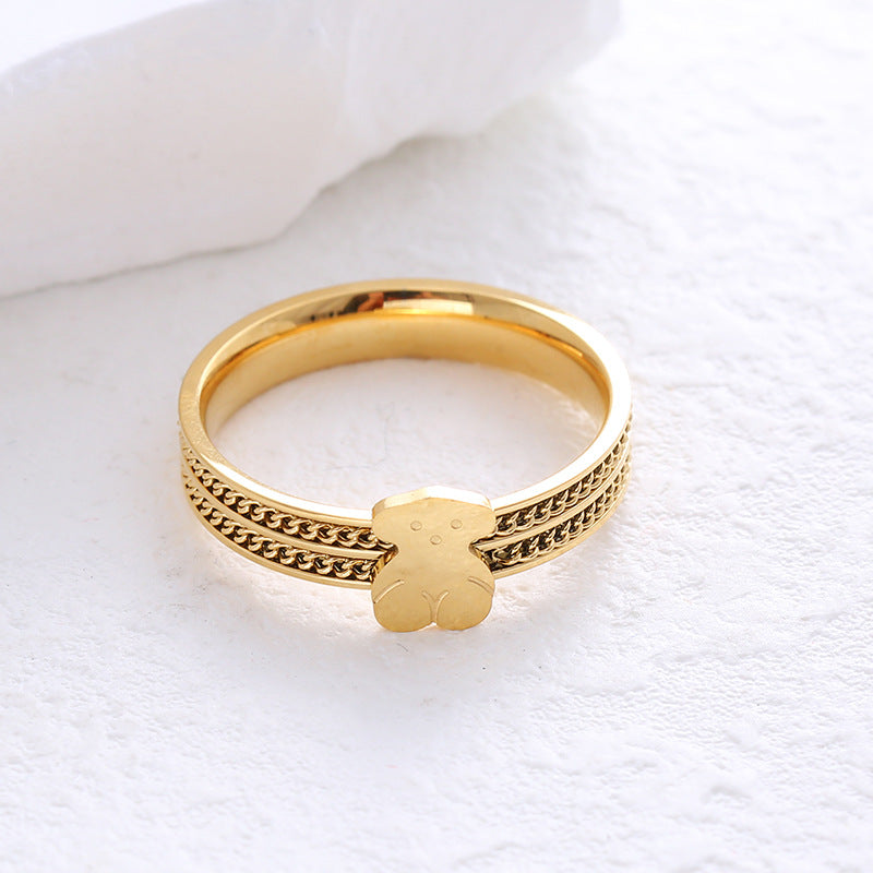 Anillo de cadena de oso de acero inoxidable al por mayor